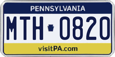 PA license plate MTH0820