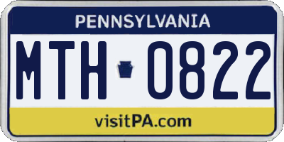 PA license plate MTH0822