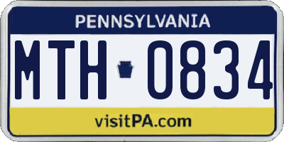 PA license plate MTH0834