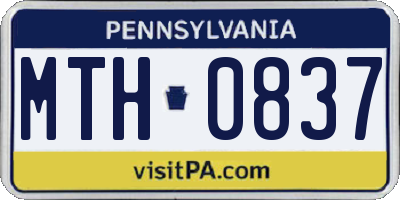PA license plate MTH0837