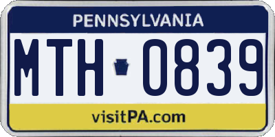 PA license plate MTH0839