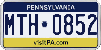 PA license plate MTH0852
