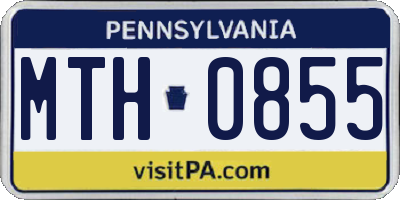 PA license plate MTH0855