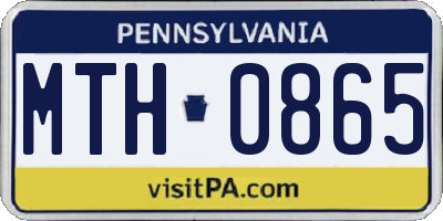 PA license plate MTH0865