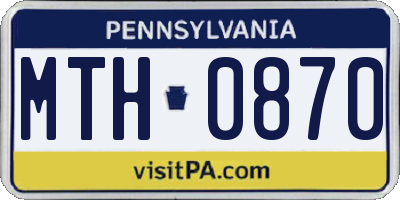 PA license plate MTH0870