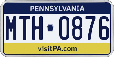 PA license plate MTH0876