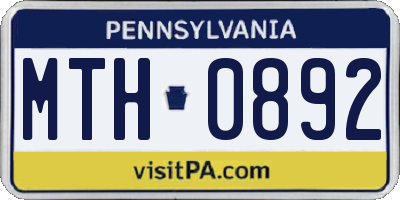 PA license plate MTH0892
