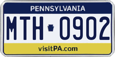 PA license plate MTH0902