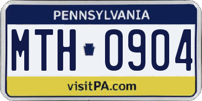 PA license plate MTH0904