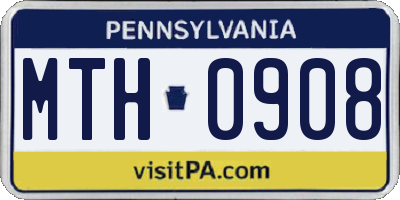 PA license plate MTH0908