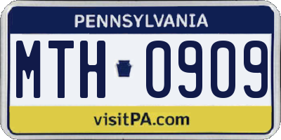 PA license plate MTH0909