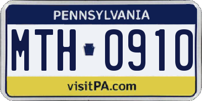 PA license plate MTH0910