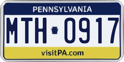 PA license plate MTH0917
