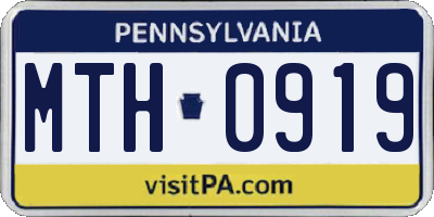 PA license plate MTH0919