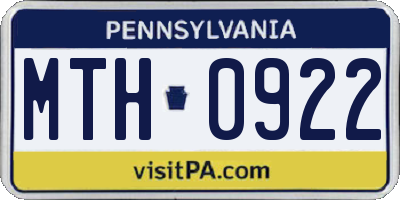 PA license plate MTH0922