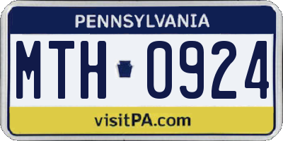 PA license plate MTH0924