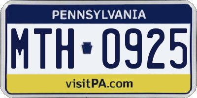 PA license plate MTH0925