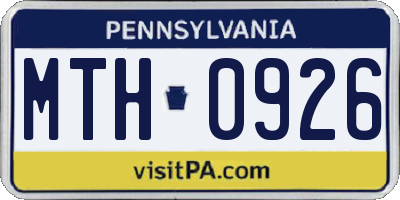 PA license plate MTH0926