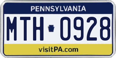 PA license plate MTH0928