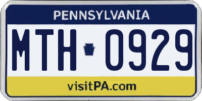 PA license plate MTH0929