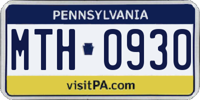 PA license plate MTH0930