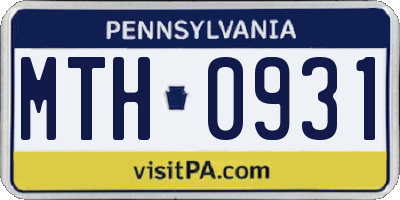 PA license plate MTH0931