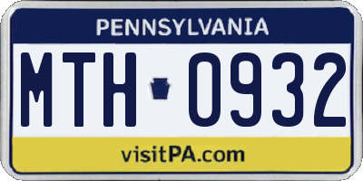 PA license plate MTH0932
