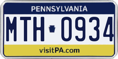 PA license plate MTH0934