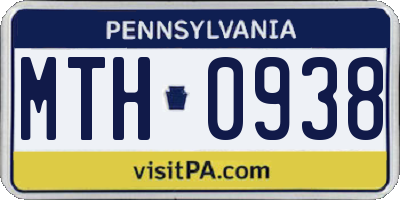 PA license plate MTH0938