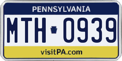 PA license plate MTH0939