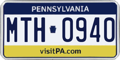 PA license plate MTH0940