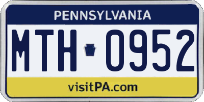 PA license plate MTH0952