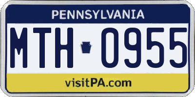 PA license plate MTH0955