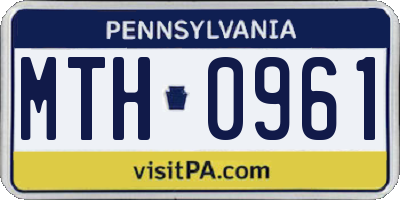 PA license plate MTH0961