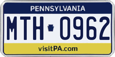 PA license plate MTH0962