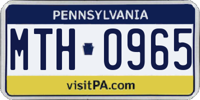 PA license plate MTH0965