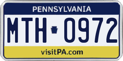 PA license plate MTH0972