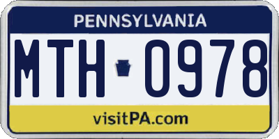 PA license plate MTH0978