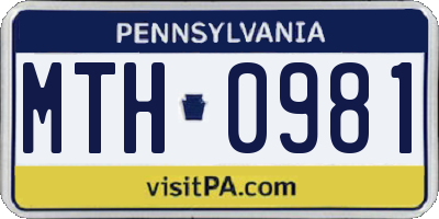 PA license plate MTH0981