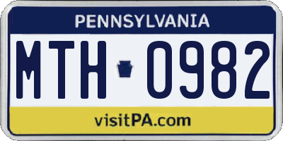 PA license plate MTH0982