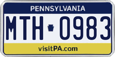 PA license plate MTH0983