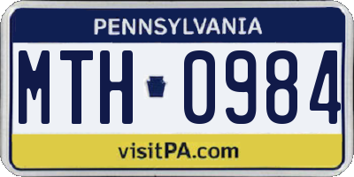 PA license plate MTH0984