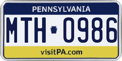 PA license plate MTH0986