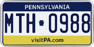 PA license plate MTH0988
