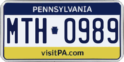 PA license plate MTH0989
