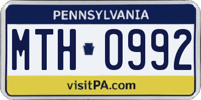 PA license plate MTH0992