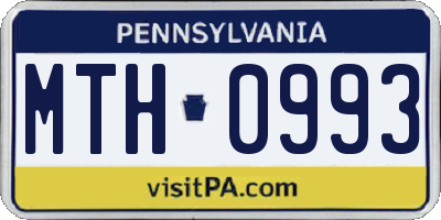 PA license plate MTH0993