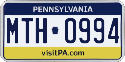 PA license plate MTH0994
