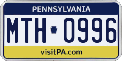 PA license plate MTH0996