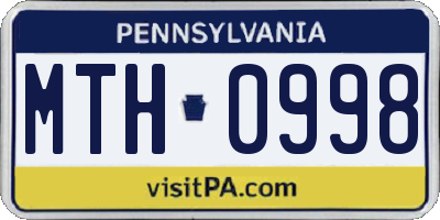 PA license plate MTH0998